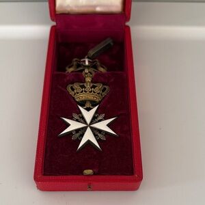 Maltese Cross Medal Pendant in Red Presentation Box